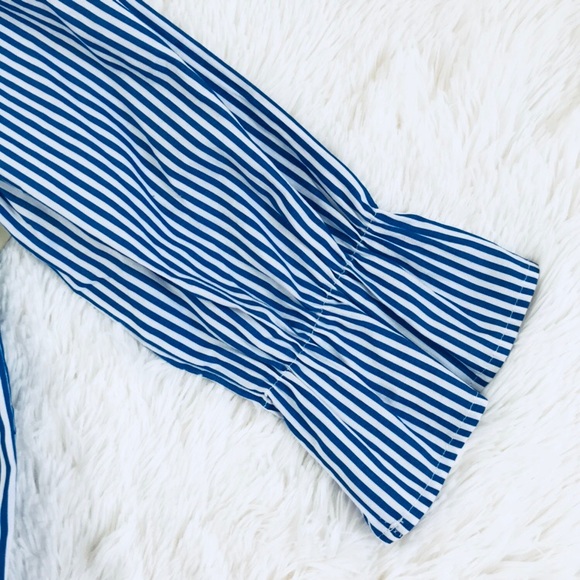 Tacera women blue &white off shoulder tunic dress - Picture 6 of 8